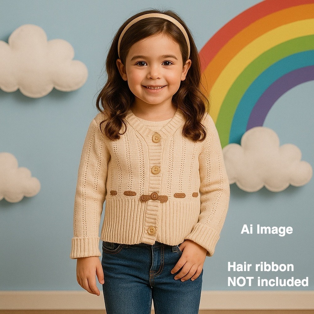 OshKosh B'gosh Beige Cardigan Sweater & Old Navy Jeans Set Girls 4T Neutral Chic